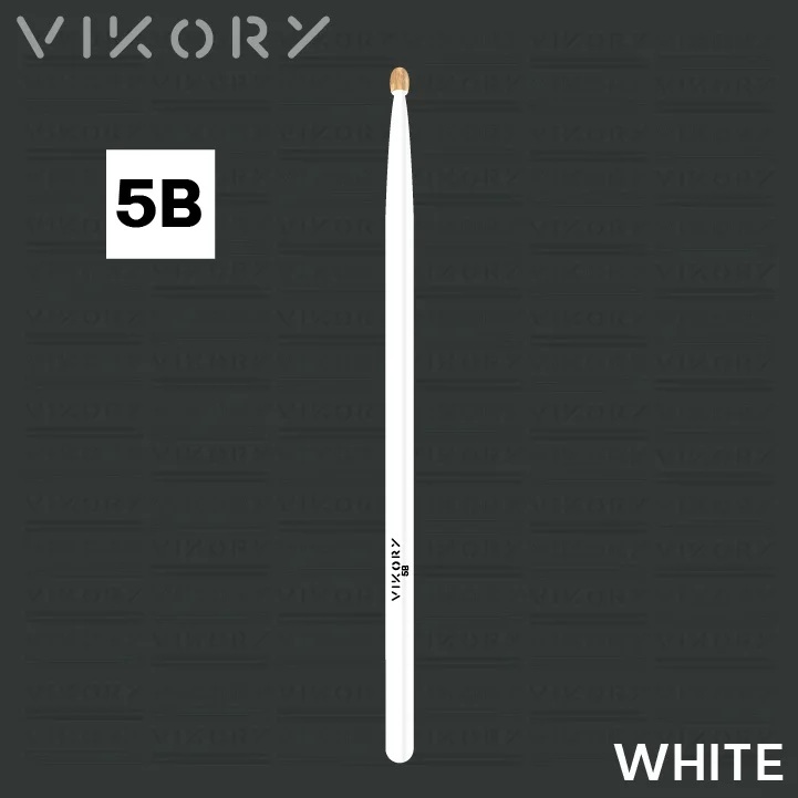 Baguette de batterie White 5B (blanches) - sur fond noir