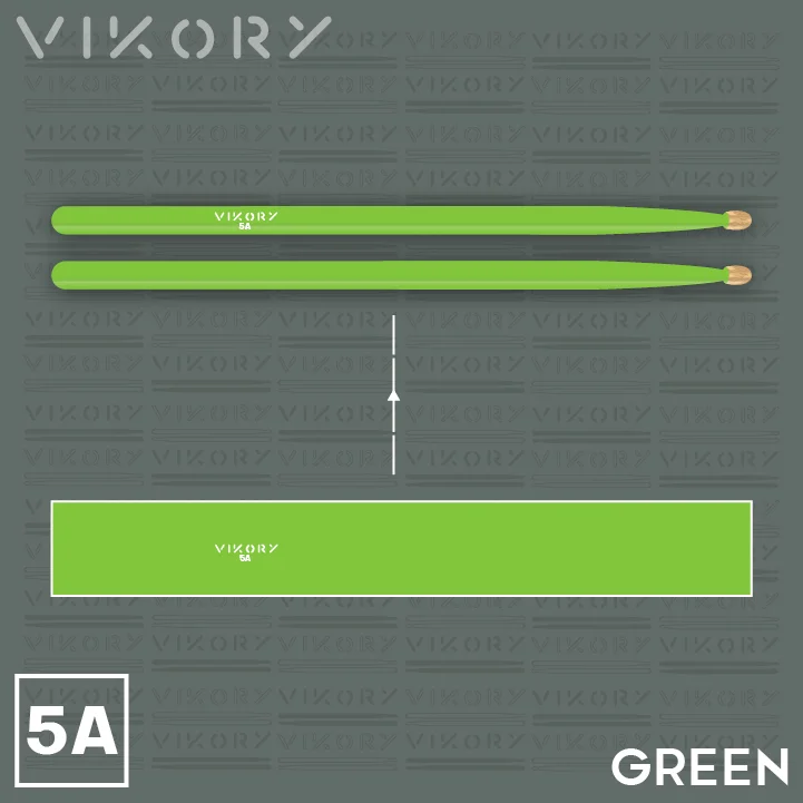 Design de la paire de baguettes de batterie Green 5 A (vertes)