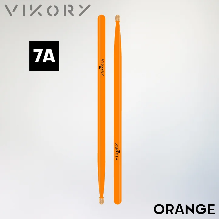 Paire de baguettes de batterie Orange 7A - Vue haut bas