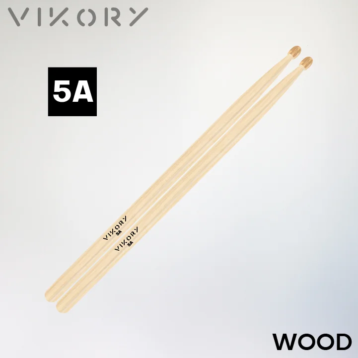 Baguettes de batterie VIKORY WOOD 5A sur fond gris