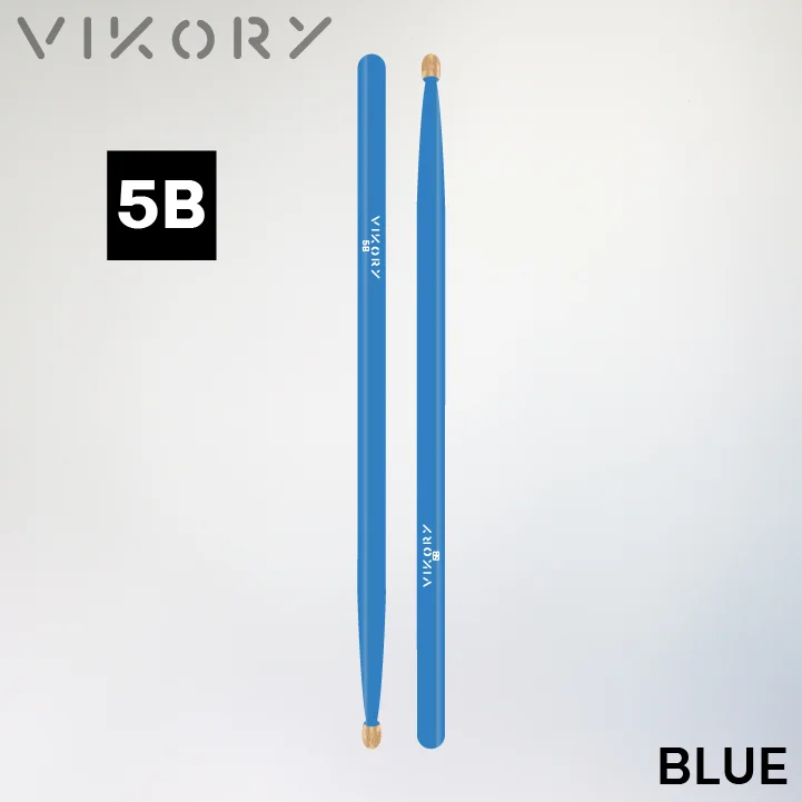 Paire de baguettes de batterie Blue 5B (bleues) - Vue haut bas