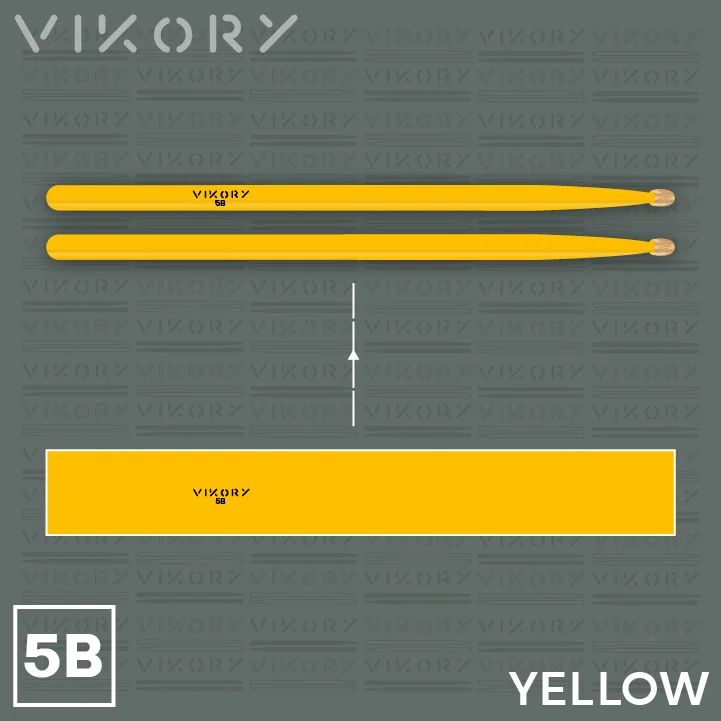 Design de la paire de baguettes de batterie Yellow 5B (jaunes)