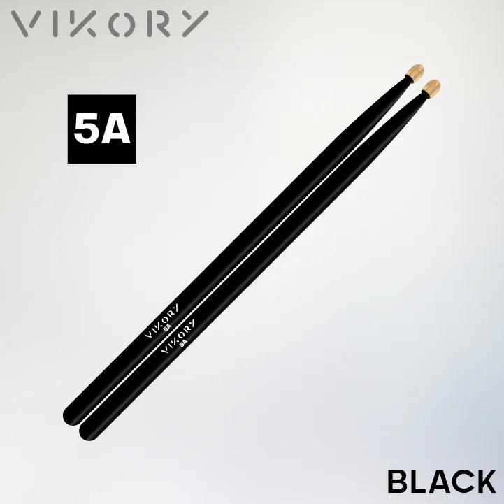 Baguettes de batterie VIKORY BLACK 5A sur fond gris