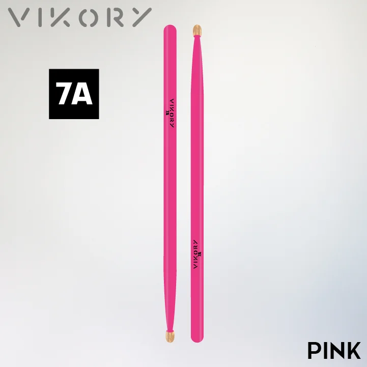 Paire de baguettes de batterie Pink 7A (roses) - Vue haut bas
