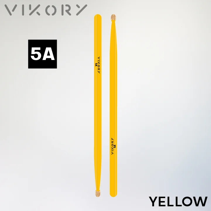 Paire de baguettes de batterie Yellow 5A (jaunes) - Vue haut bas