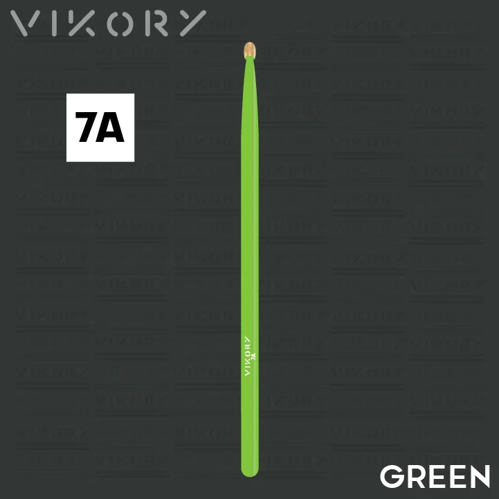 Baguette de batterie Green 7A (vertes) - sur fond noir